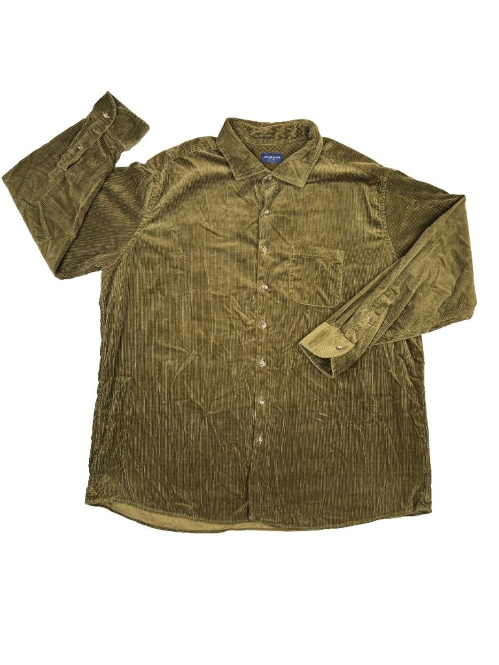 Proper Cloth Corduroy Shirt Mens Custom 3XL 4XL Tall Green Button Down Cotton